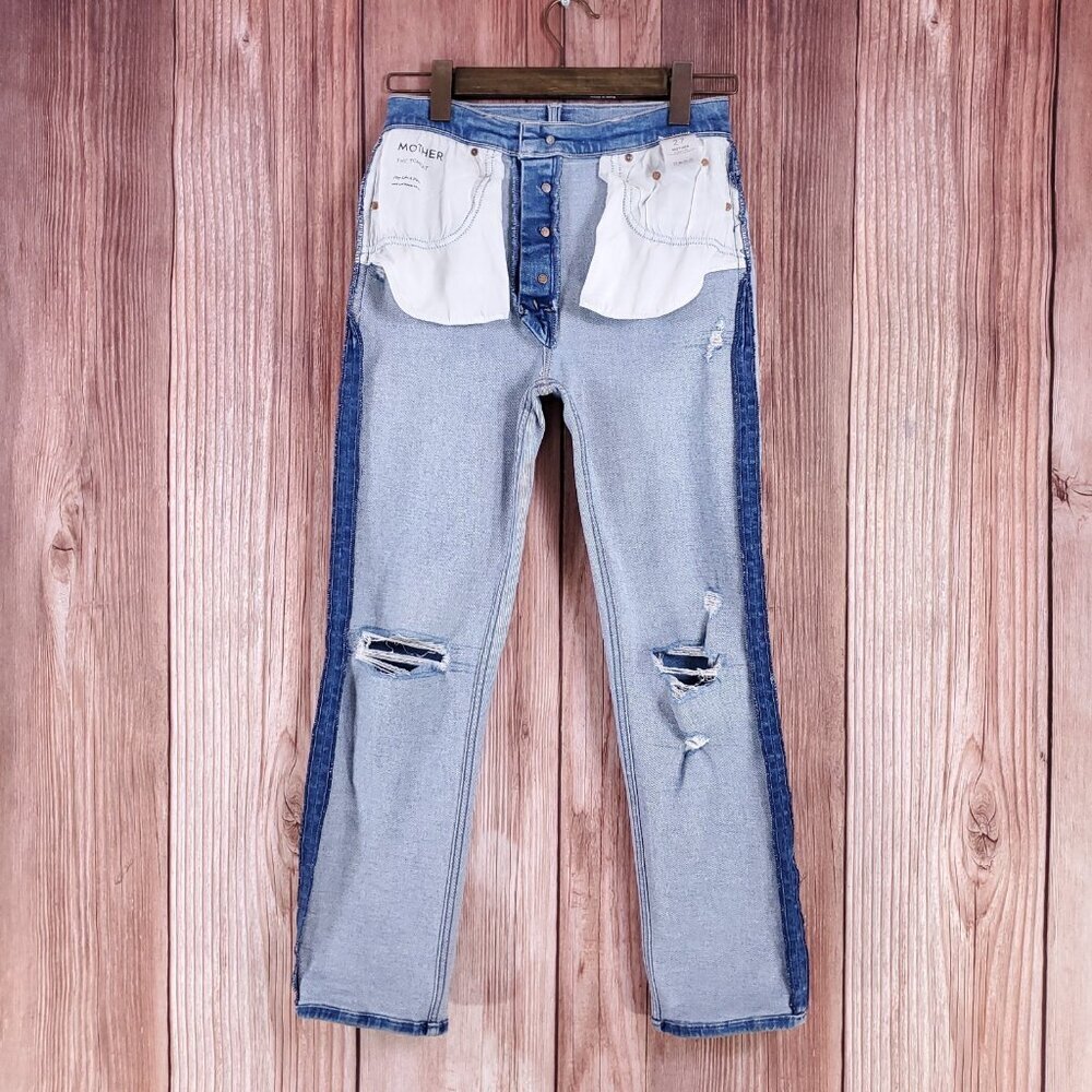 Mother Womens Size 27 The Tomcat Play Like A Pirate Straight Leg Jean Distressed - Picture 3 of 16